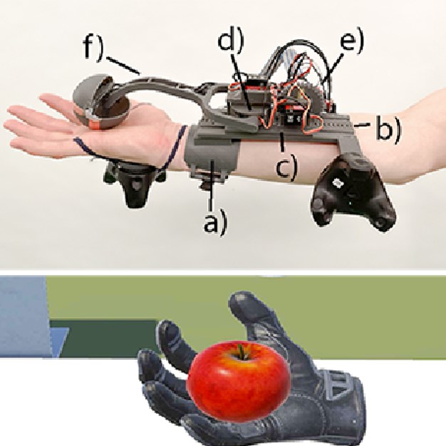 Embracer: A Wearable Encountered-Type Haptic Controller for 3 DoF Input and Feedback